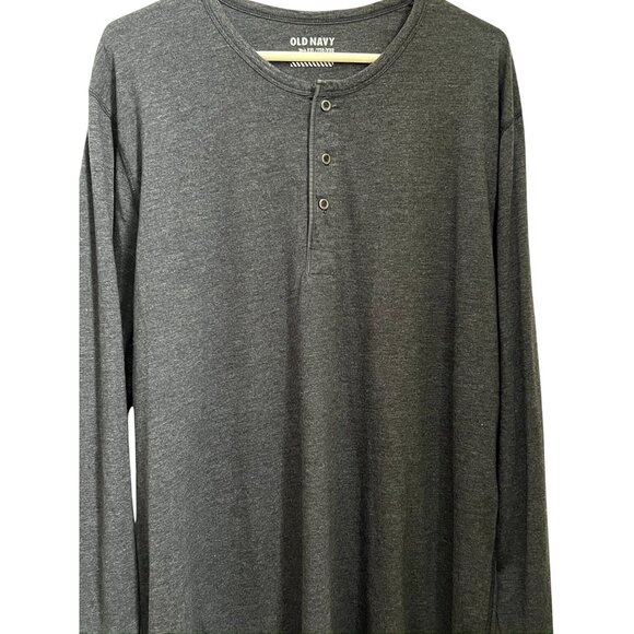 Old Navy Charcoal Gray Mens Henley Long Sleeve Shirt XXL Cotton Blend - Picture 1 of 9